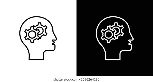 Ícone de pensamento designs de vetor de logotipo. ícone definido em traçados pretos e brancos