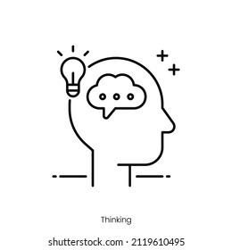 thinking icon. Outline style icon design isolated on white background