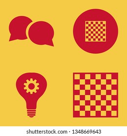 thinking icon set with speech bubbles, idea and chess board vector illustration