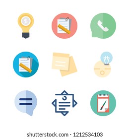 thinking icon set. vector set about notes, note, speech bubble and idea icons set.