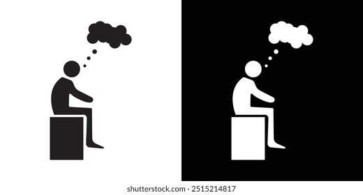 Thinking icon Thin line flat illustration