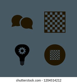 thinking icon. thinking vector icons set chess board, idea and speech bubbles