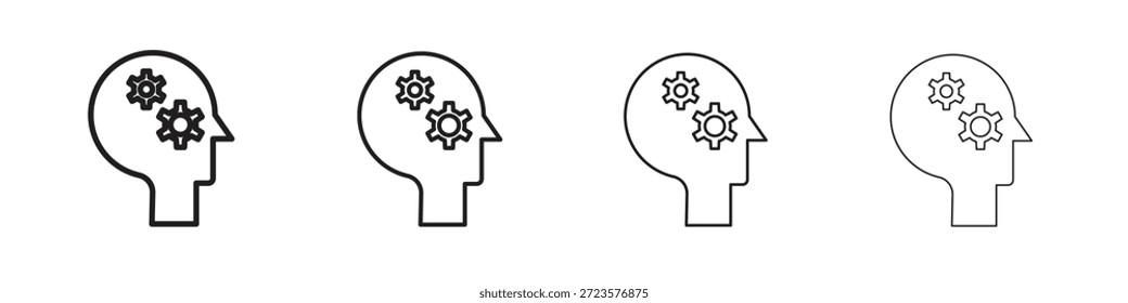 Thinking icons designed in outline, line and stroke style