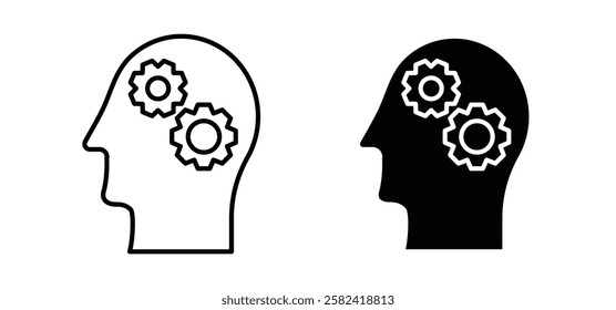 Thinking icons pack vectors in black flat and strokes