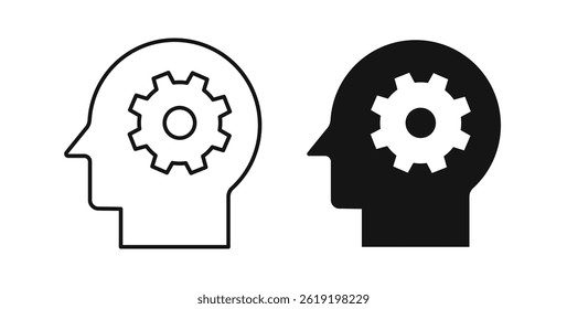 Thinking icons set in black colors on white background