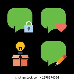 thinking icons set with idea and speech bubble vector set