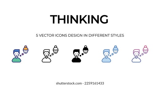 Iconos pensantes Set vectorial Illustration.