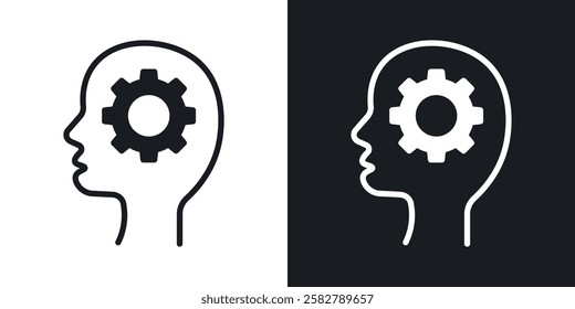 Thinking icons set vectors black and colored style
