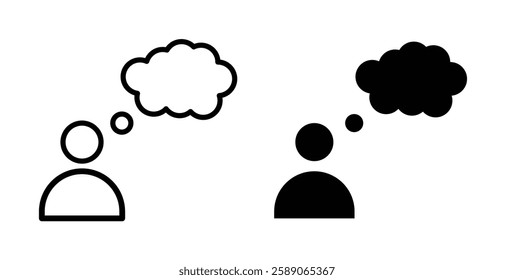 Thinking icons thin line illustrations designs
