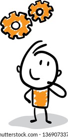 
thinking idea cogwheel Doodle style vector illustration object isolated hand draw