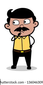 Thinking - Indian Cartoon Man Father Vector Illustration