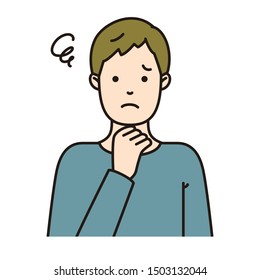 THINKING JAPANESE MAN SIMPLE LINE STYLE