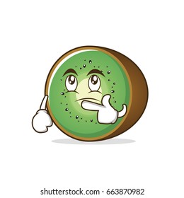 Thinking kiwi fruit character cartoon vector illustration