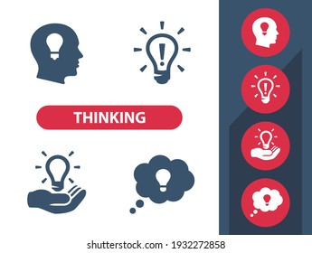 Thinking, Knowledge, Idea Icons. Professional, pixel perfect icons. EPS 10 format.