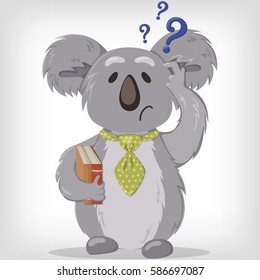 Thinking koala. Discouraged koala. Vector illustration