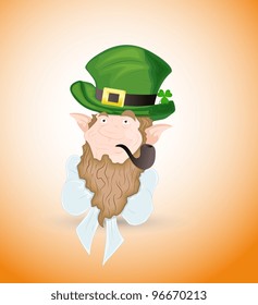 Thinking Leprechaun-St. Patrick's Day Cartoon Vector Illustration