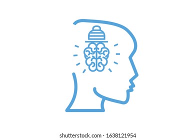 Thinking line icon. Human head with open brain. Brainwork concept. Vector illustration can be used for topics like human mind, intelligence, mental work