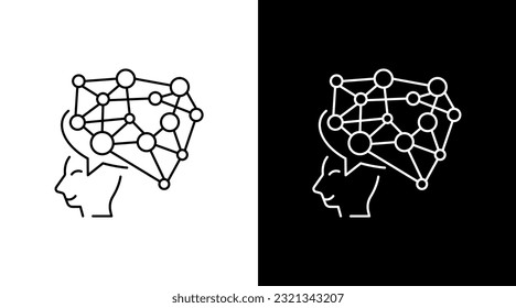 Línea de pensamiento Emociones inteligentes Doodle Icono Diseño de botón