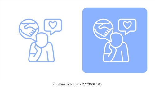 Línea de pensamiento Color de dos tonos e ilustración de icono de fondo contrastante