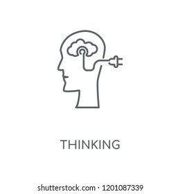 Thinking linear icon. Thinking concept stroke symbol design. Thin graphic elements vector illustration, outline pattern on a white background, eps 10.