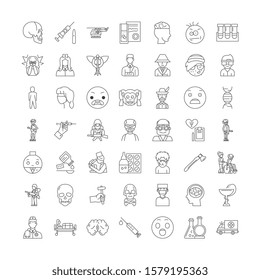 Thinking linear icons, signs, symbols vector line illustration set
