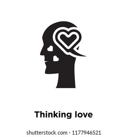 Thinking love icon vector isolated on white background, logo concept of Thinking love sign on transparent background, filled black symbol