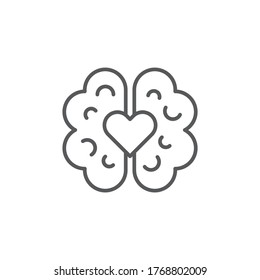 Pensar en el símbolo del icono del vector del amor caer en el amor aislado en fondo blanco