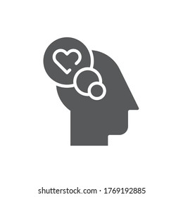 Thinking of love vector icon symbol fall in love isolated on white background