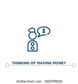 thinking of making money outline vector icon. simple element illustration. thinking of making money outline icon from editable business concept. can be used for web and mobile
