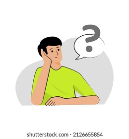 Thinking man character concept illustration flat design vector eps10. modern graphic element for landing page, empty state ui, infographic, icon