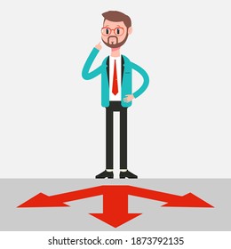 Pensar en el hombre en la encrucijada vectorial ilustración empresarial