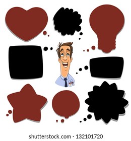 thinking man with dialog balloons. thinking bubbles