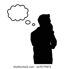 Thinking man and empty area for text silhouette