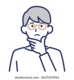 Denkender Mann mit Brille, Vektorgrafik, Zeigefinger-Symbol