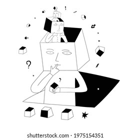 thinking man hand drawn illustration