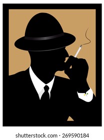 thinking man in a hat smoking a cigarette