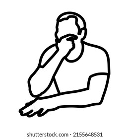 Pensando en el icono del hombre. Diseño de contorno negrita con ancho de trazo editable. Ilustración vectorial.