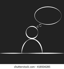 Thinking Man icon with dialog speech bubble. Vector illustration.