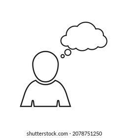 Thinking man Icon Traumwolke Person mit Frage Blase Vektorgrafik