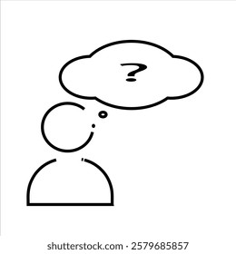 Thinking man icon, dream cloud, person with question , Businessman Dreaming Vector. Man Think Icon Images