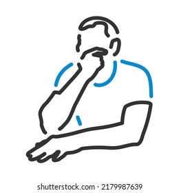 Pensando en el icono del hombre. Contorno de negrita editable con diseño de relleno de color. Ilustración vectorial.