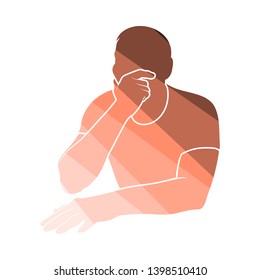 Thinking Man Icon. Flat Color Ladder Design. Vector Illustration.
