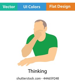 Thinking man icon. Flat color design. Vector illustration.
