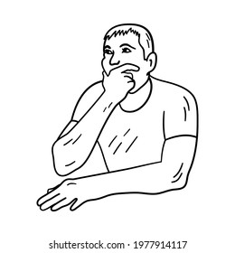 Pensando en el icono del hombre. Diseño de esbozos dibujados a mano. Ilustración vectorial.