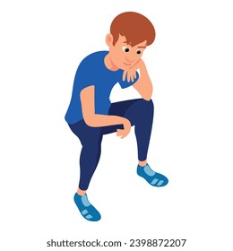 Thinking man icon isometric vector. Seated pensive young man in casual clothes. Guy, human, person, character