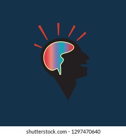 thinking man icon, thinking man symbol. Flat vector sign isolated on blue background. Simple vector illustration for graphic and web design.