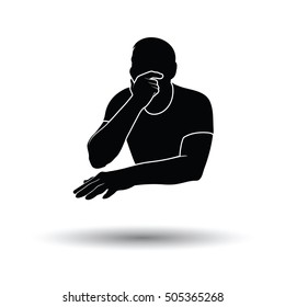 Thinking man icon. White background with shadow design. Vector illustration.