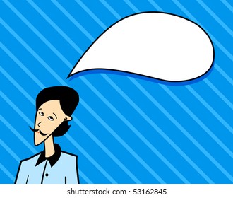 thinking man on blue background
