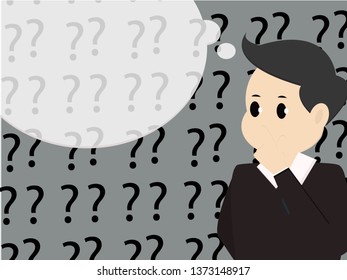 Thinking man with question mark