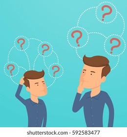 Thinking man with a question mark. Business thinking.